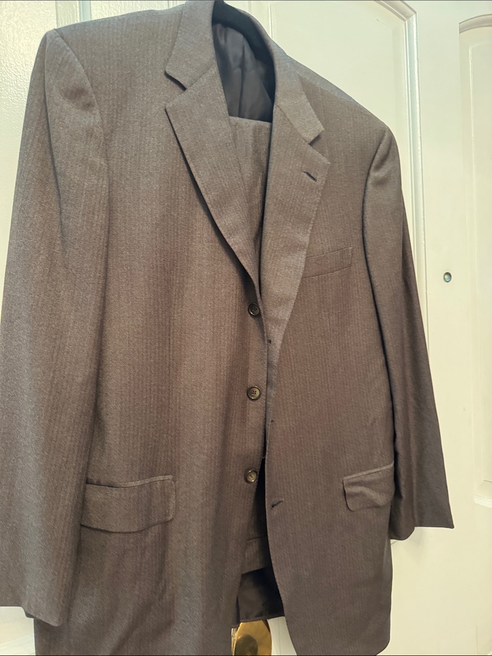 Brioni Men's Brown Pinstripe Three-Button Suit Jacket